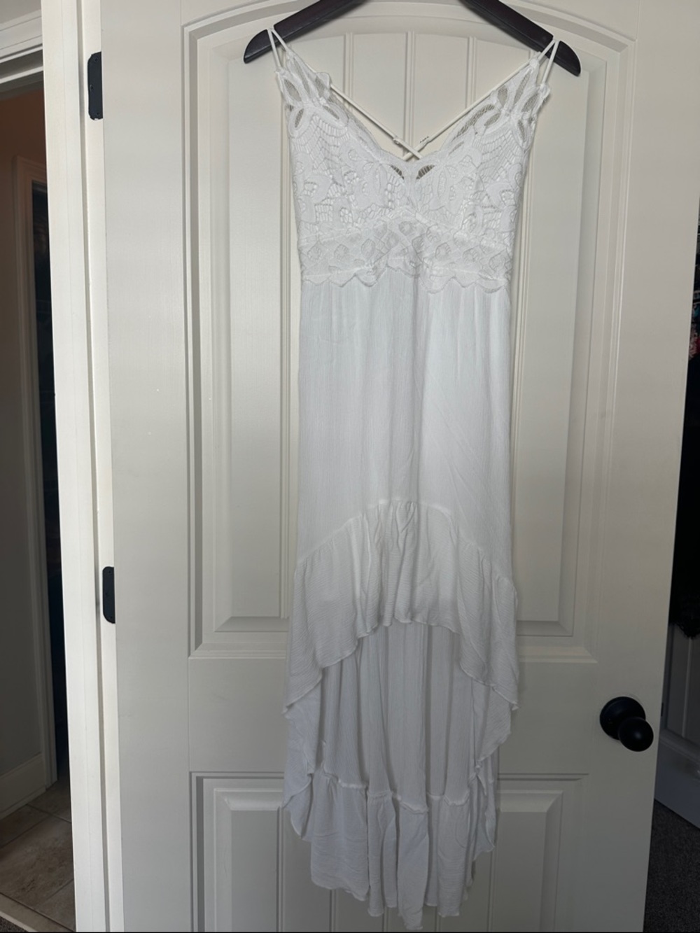 J for Justify White Lace High-Low Maxi Dress